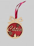 Christmas Ornament with Glitter Background - Personalized with Name