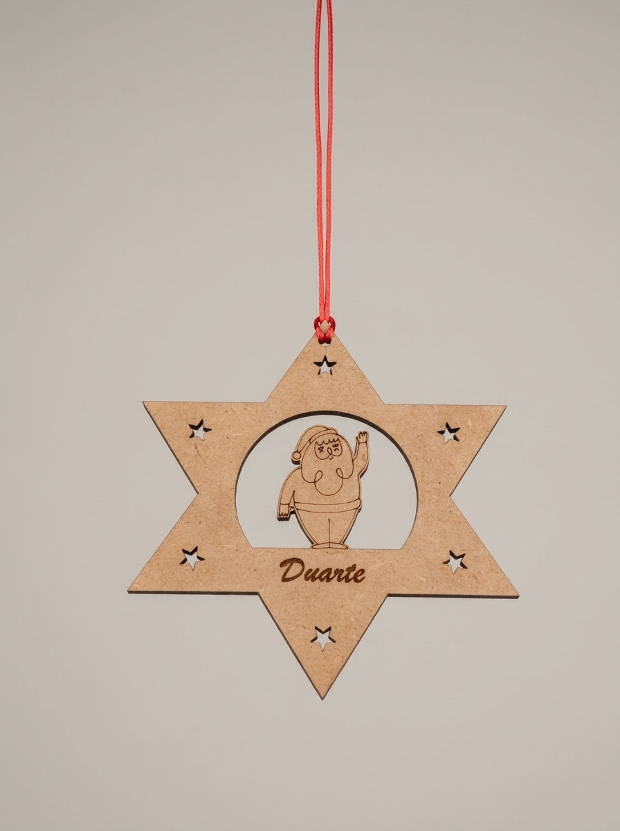 Estrella con Papá Noel - Personalizada con Nombre